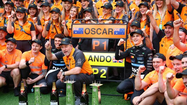 Oscar Piastri celebrates after the Miami Grand Prix. Photo: Clive Rose/Getty Images/AFP.