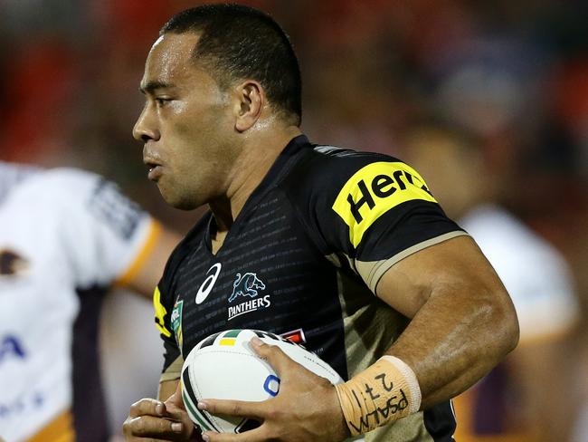 Panther's Suaia Matagi during the round 3 NRL game between the Penrith Panthers and the Brisbane Broncos at Pepper Stadium , Penrith .Picture Gregg Porteious