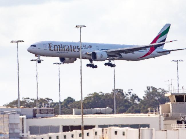 MELBOURNE, AUSTRALIA- NewsWire Photos APRIL 15 2021:  Emirates flight arriving at Melbourne Airport.  NCA NewsWire / Sarah Matray