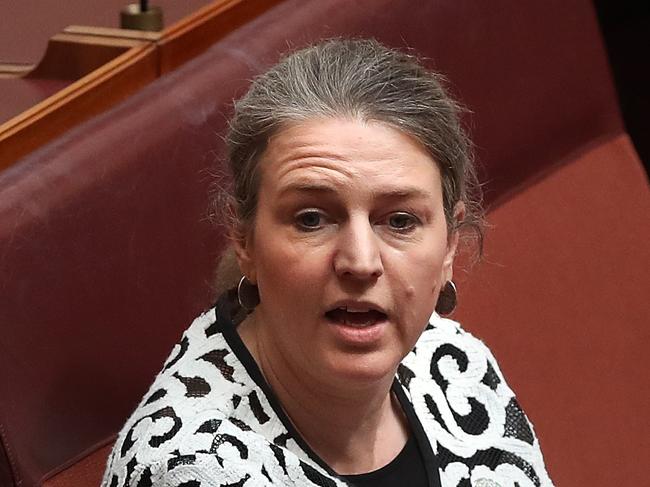 Senator Louise Pratt  in the Senate Chamber at Parliament House in Canberra. Picture Kym Smith