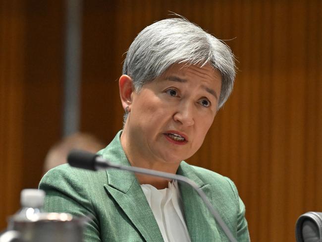 Penny Wong has defended Anthony Albanese’s response to Donald Trump refusing Australia an exemption on tariffs. Picture: AAP