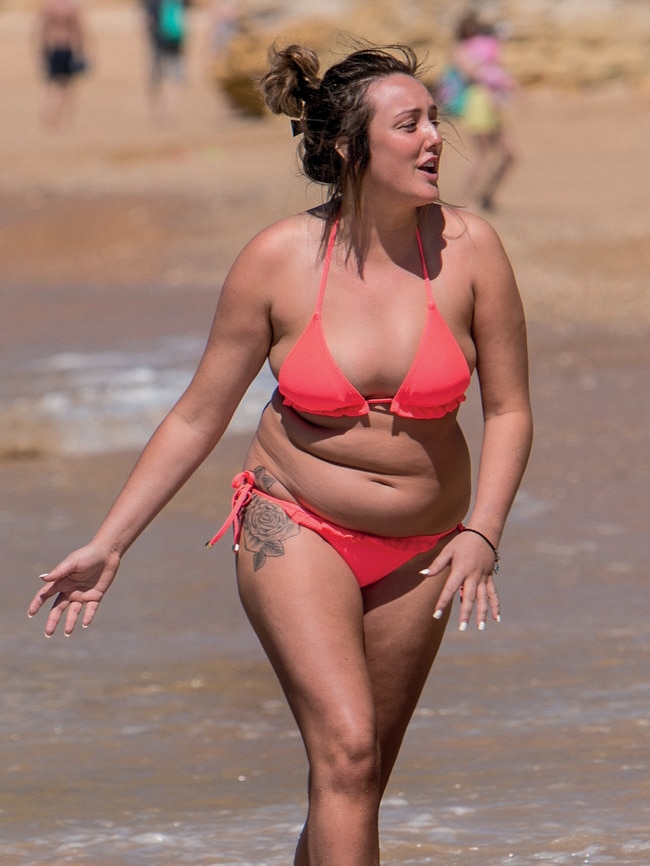 Charlotte Crosby before she shed the kg. Picture: Supplied.