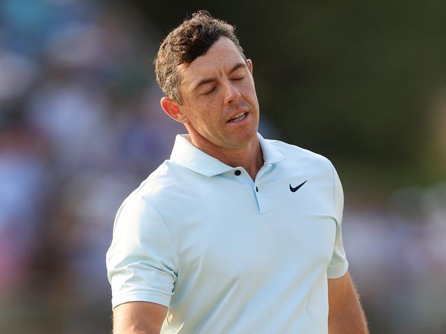 PINEHURST, NORTH CAROLINA - JUNE 16: Rory McIlroy of Northern Ireland reacts after finishing the final round of the 124th U.S. Open at Pinehurst Resort on June 16, 2024 in Pinehurst, North Carolina. (Photo by Sean M. Haffey/Getty Images)