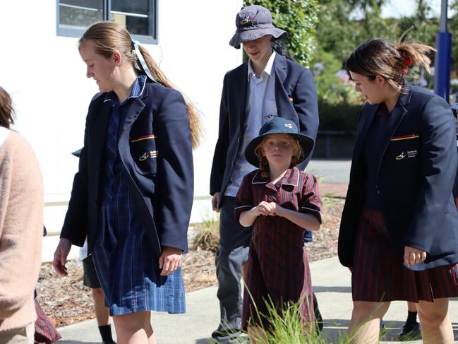 Ballarat Christian College preps started their first morning with Year 12 buddies. Picture: Ballarat Christian College