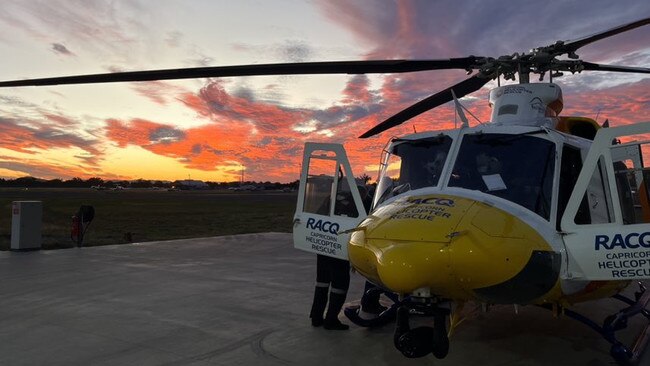 The RACQ CapRescue chopper left base at 6pm on April 12. Picture: RACQ CapRescue.