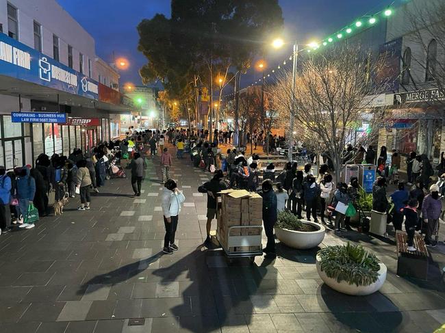 Footscray Mall traders are calling for the relocation of Reaching Out In the Inner West of Melbourne free meal service, which operates at the mall every Monday from 4pm. Picture: Supplied/Reddit.