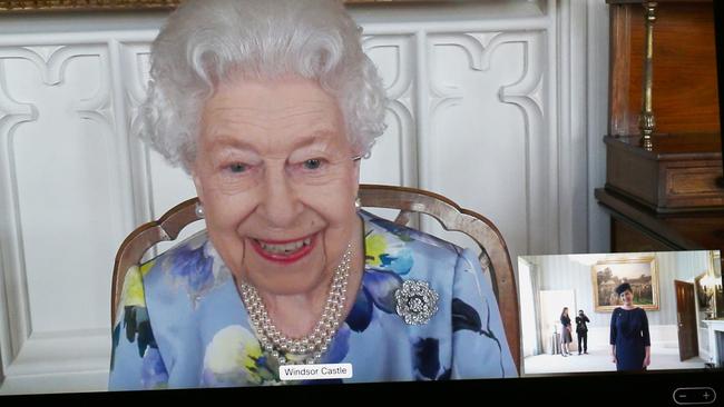 The Queen appeared via videolink from Windsor Castle. Picture: Yui Mok/Getty Images