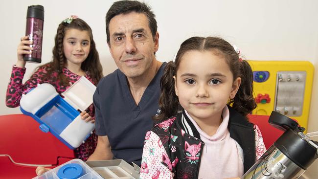 Dr Luke Sammartino conducted a survey with 104 parents and 84 per cent said they found mould in children's lunch boxes and drink bottles. He is driving calls for parents to regularly inspect their children’s everyday items for mould. Picture: Ellen Smith