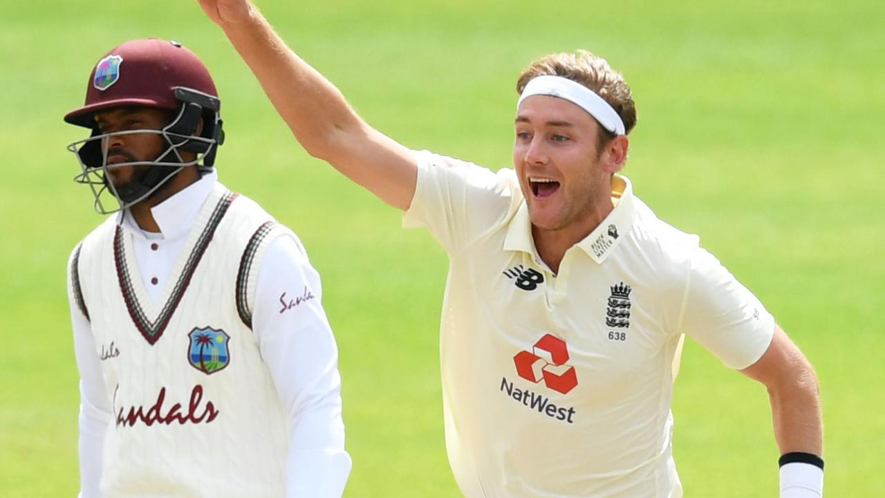 Stuart Broad celebrates Test wicket No.500.