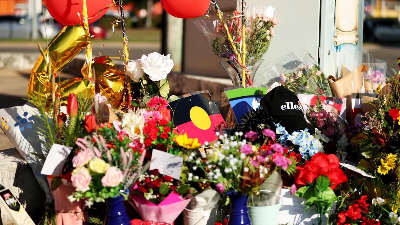 Memorial for the four teenagers killed in a roadside crash. Cnr of Bayswater Rd and Duckworth St. Picture: Alix Sweeney