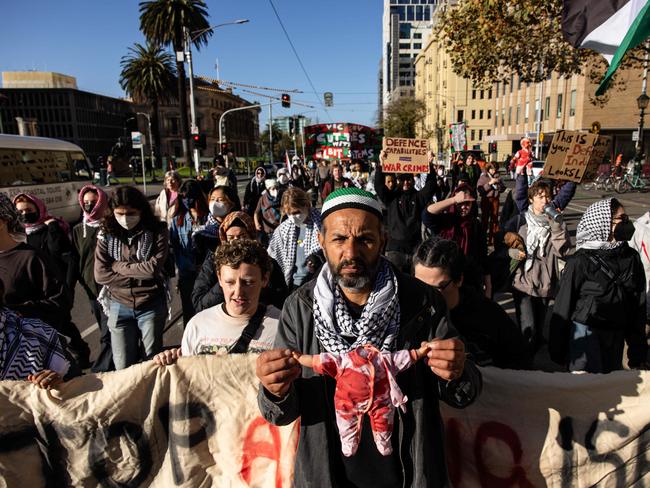 Activists continue to take to Melbourne streets in protest against the ‘systematic injustices faced by Palestinians’. Picture: Diego Fedele