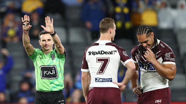 Taupau was merely sin-binned. AAP Image/Brendon Thorne.