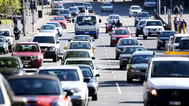 Heavy peak-hour traffic coming into Hobart on Davey St. Picture: NIKKI DAVIS-JONES