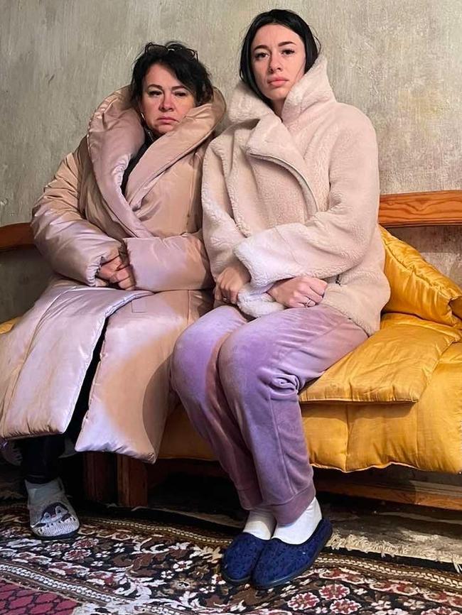 Olena Kiryluk and Yana Shelukhin in the bunker. Picture: Supplied