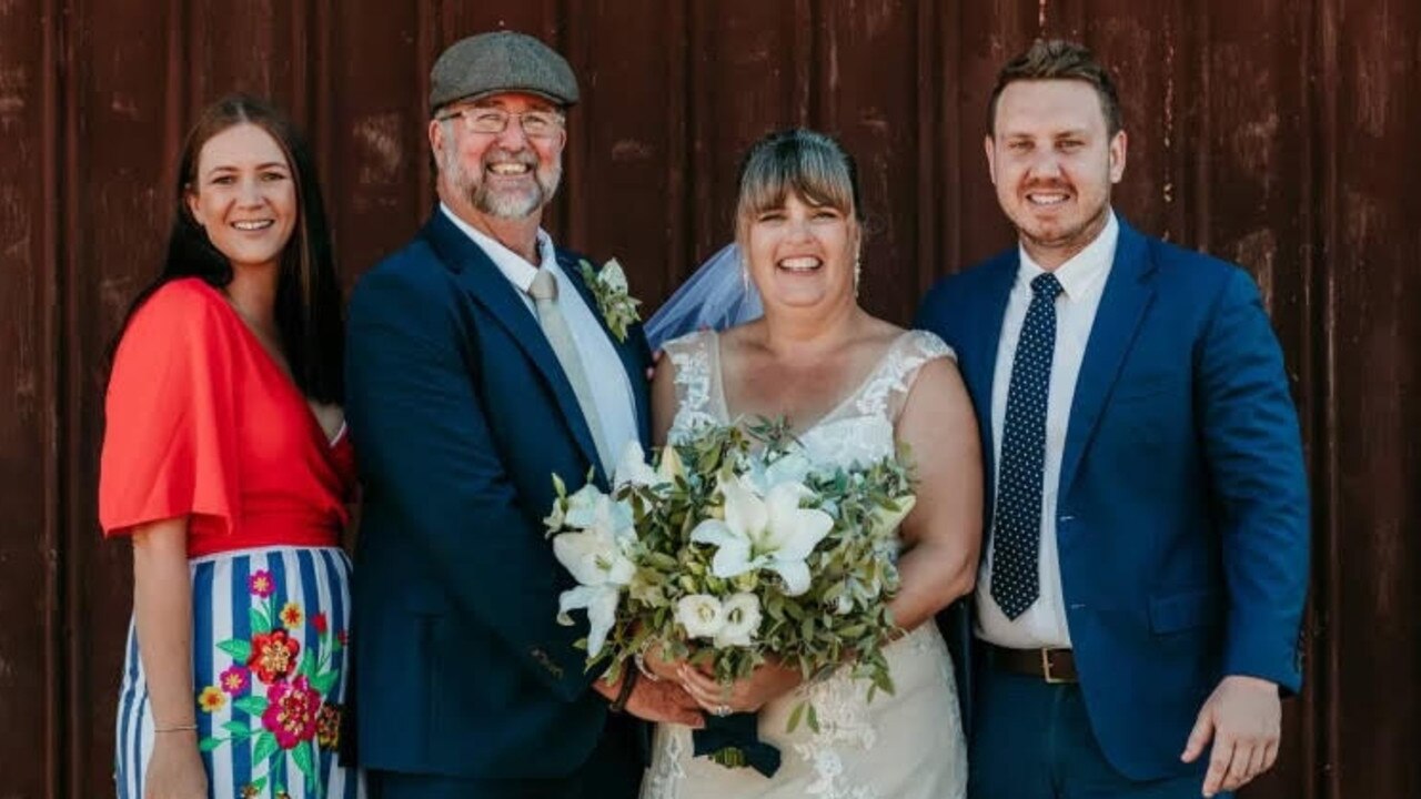 Peter and Charlie Blundell on their wedding day with Kelly Harris and his fiance Amy Boodle.