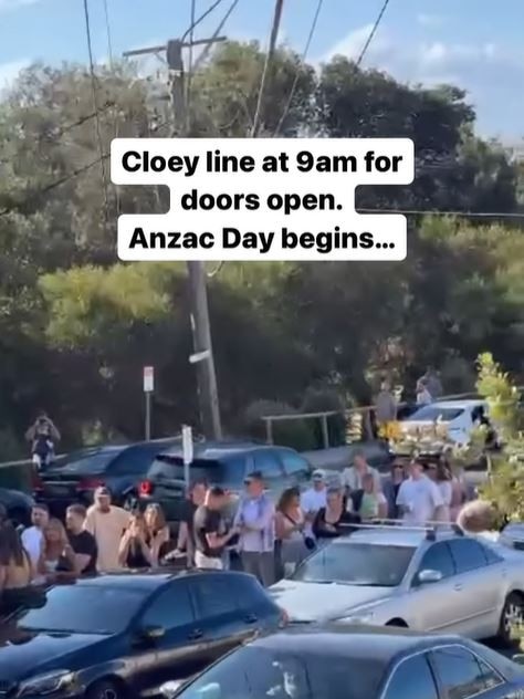 Line outside the Clovelly Hotel just before 9am. Picture: Instagram