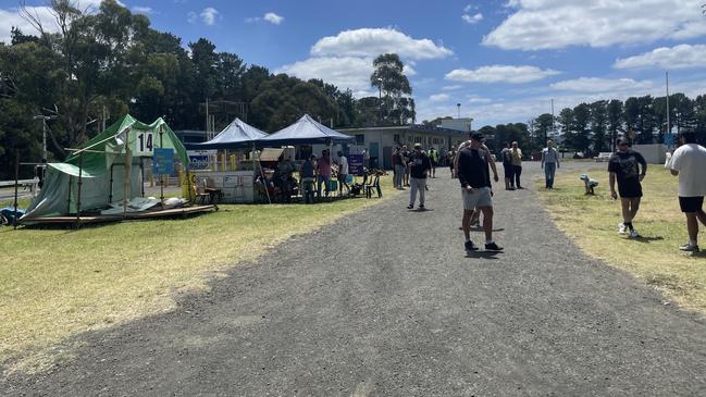 Opal Australian Paper Maryvale Mill production workers have been camping outside the site to be heard after they were locked out by the company. Picture: Jack Colantuono