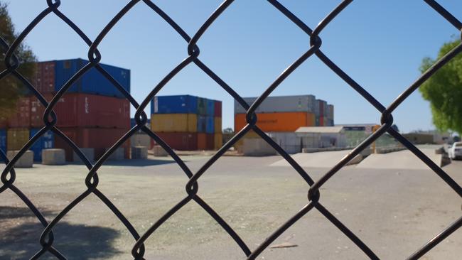 Some of the shipping containers at the SKM Recycling Wingfield facility. Picture: COLIN JAMES