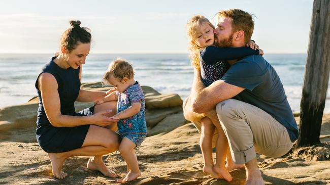 Dr Matt Dun and wife Dr Phoebe Dun are racing the clock to find a cure for daughter Josephine, 3. Picture: littlekitephotography.com.au