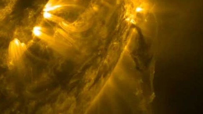 Dancing ... A "prominence eruption" recorded by NASA Solar Dynamics Observatory jumps from the surface of the sun. Picture: NASA