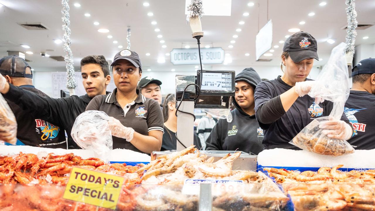 Early morning trade at the Sydney fish markets on Good Friday in Sydney. Picture: NCA NewsWire / Flavio Brancaleone