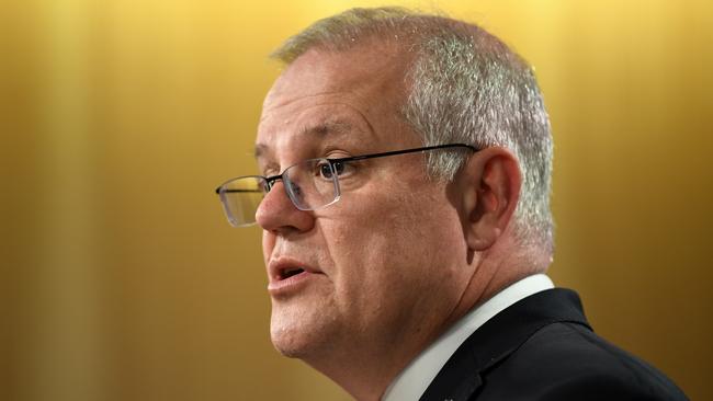 PrIme Minister Scott Morrison speaks to media in Sydney. Picture: NCA NewsWire/Joel Carrett