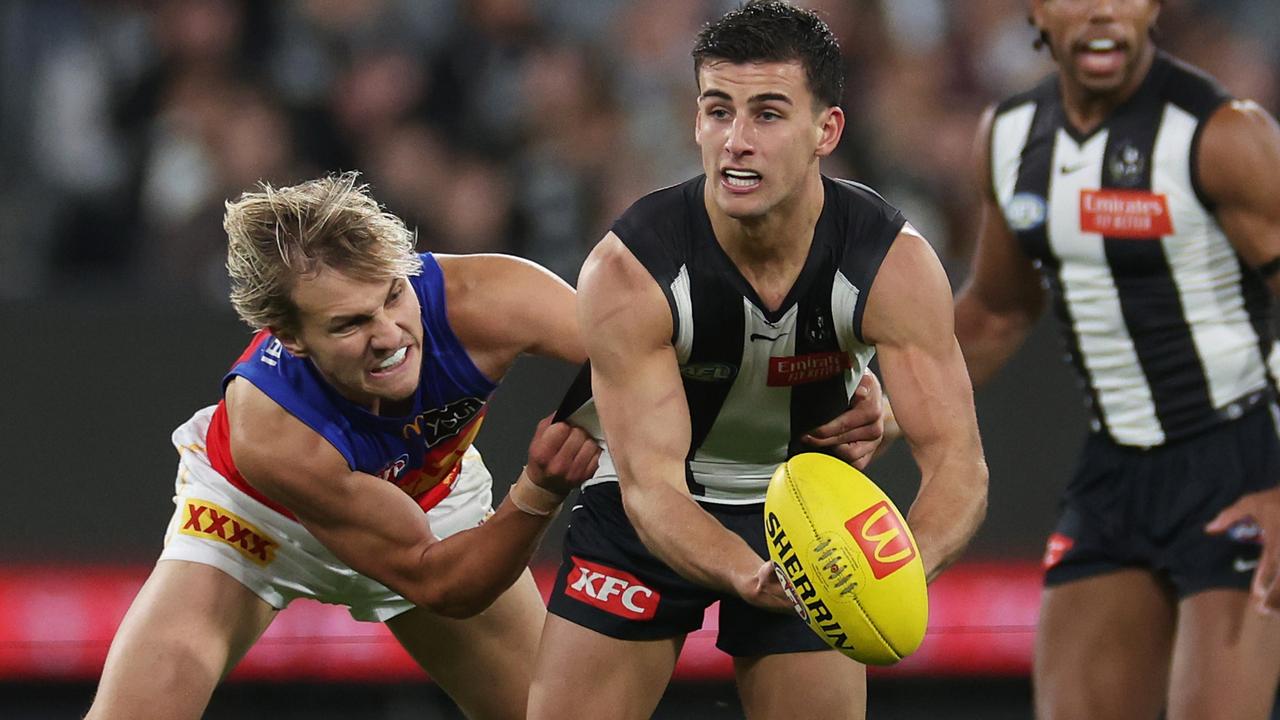 Collingwood will play reigning AFL premiers Brisbane twice in 2025. Picture: Daniel Pockett/Getty Images