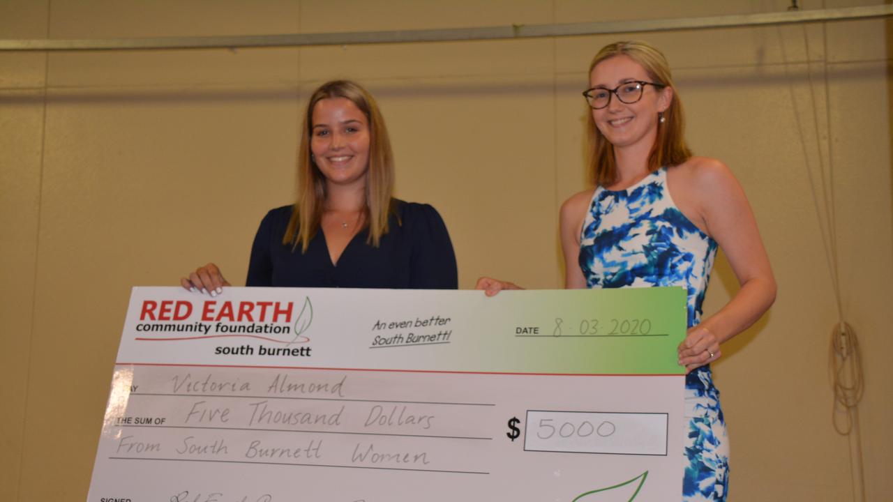 Victoria Almond was presented the Dr Ellen Kent Hughes 2020 Bursary by Olivia Everett at the Kumbia Kindy International Women's Day lunch on March 8, 2020. (Photo: Jessica McGrath)