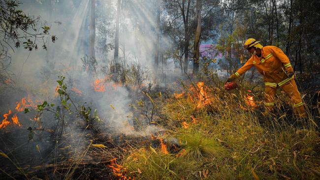 CFA strike teams perform controlled burning west of Corryong ahead of dangerous conditions later in the week. Picture: Jason Edwards