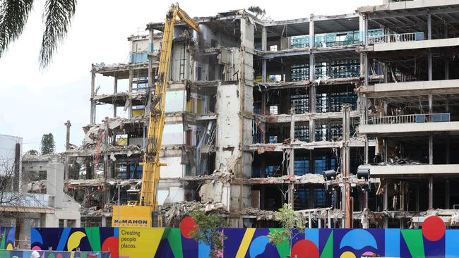 The demolition of the old RAH at Lot Fourteen begins. Picture: AAP / Dean Martin