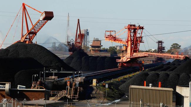 Coal stockpiles at Newcastle. Picture: Bloomberg