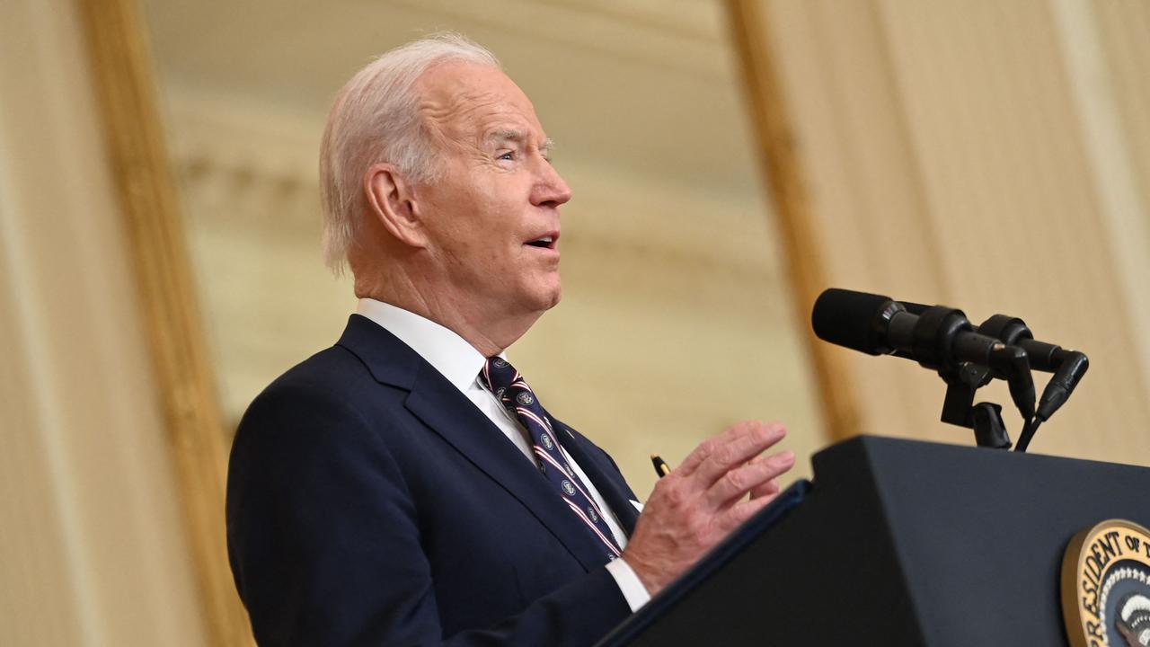 US President Joe Biden has announced “heavy sanctions” would be imposed against Russia. Picture: Brendan SMIALOWSKI/AFP