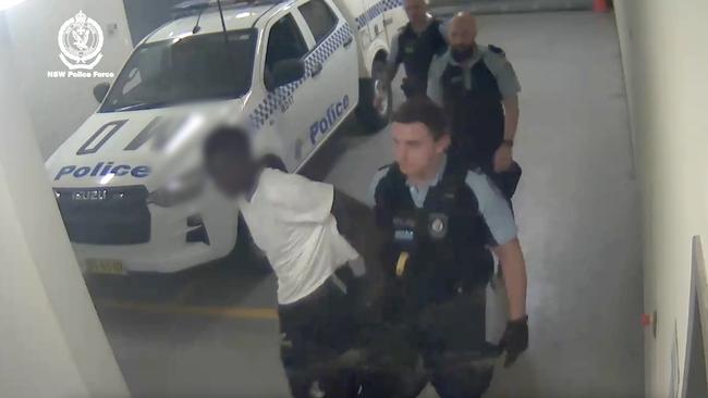 Vision of police dock footage – 20-year-old man arrested following the alleged stabbing of police officer during a pursuit in Doonside about 12.30am today (Friday 22 November 2024), while responding to reports five men were fighting. Picture: NSW Police