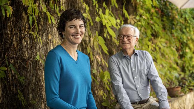 Independent candidate for Curtin, Kate Chaney, with her uncle and mentor Fred Chaney, who was a minister in the Fraser government, Claremont Pic Colin Murty