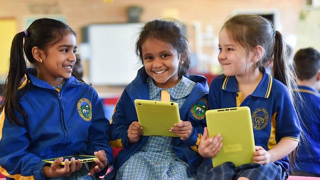 Quakers Hill Public School principal Bert Lo Campo has lauded the work of tech-savvy teachers after the western Sydney school went from height-to-height in 2022 NAPLAN results. Picture: NSW Education