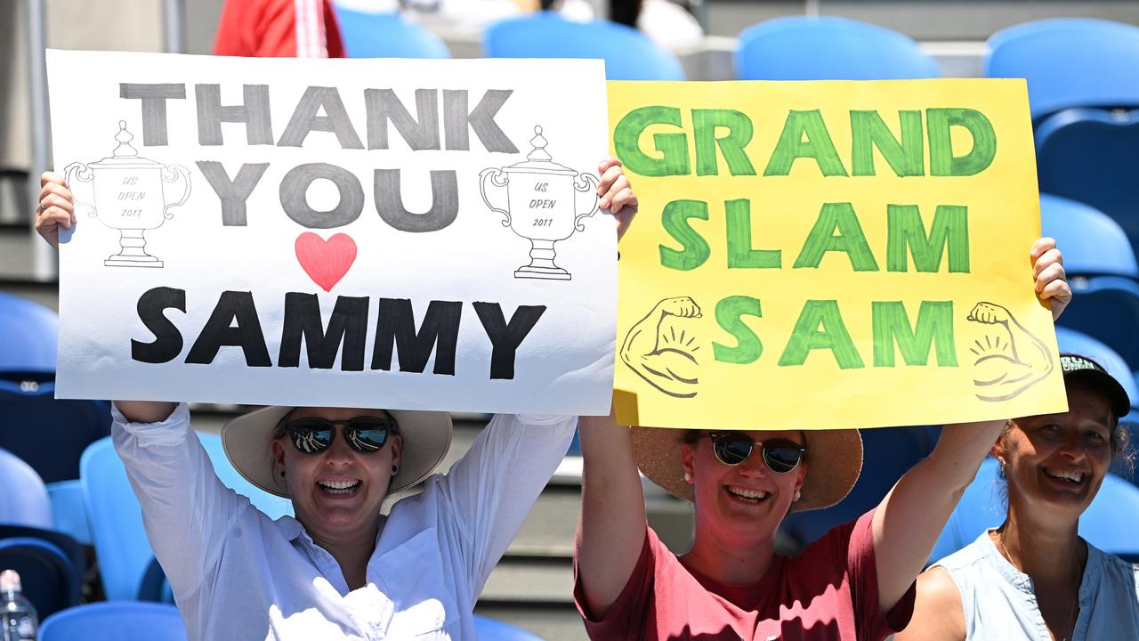 Spectators showed their support fot Sam Stosur in the stands. Picture: Quinn Rooney/Getty Images