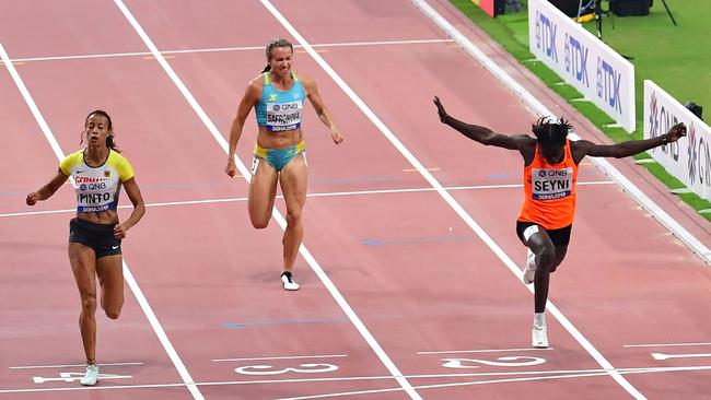 Niger's Aminatou Seyni (R) has come from nowhere to become a powerhouse this year. Picture: AFP