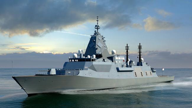 An artist's impression of a BAE Systems SEA 5000 Hunter class frigate