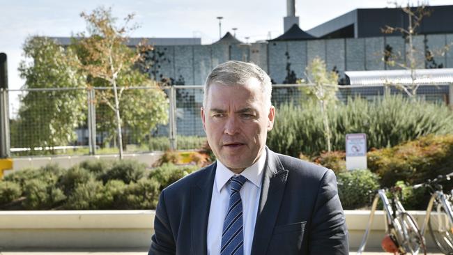 Opposition health spokesman Stephen Wade outside the new Royal Adelaide Hospital. Picture: AAP