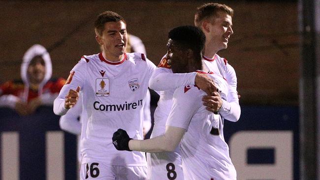 Al Hassan Toure took his chance for the Reds. Photo: AAP Image/Hamish Blair