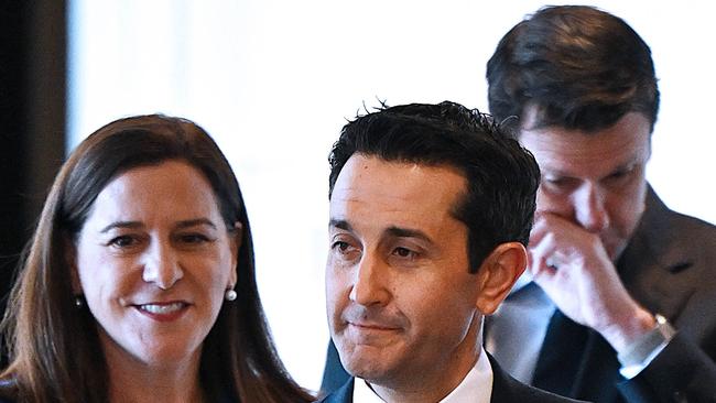 28/4/2025: Premier of QueenslandPremier David Crisafulli, Attorney-General Deb Frecklington and Police Minister Dan Purdie hold  a news conference at 1 William, Brisbane.  Brisbane. pic: Lyndon Mechielsen/Courier Mail