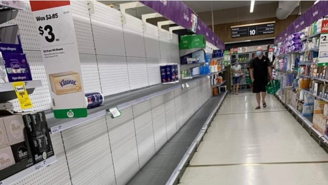 Bare shelves at Woolworths Pacific Pines. Picture: Facebook