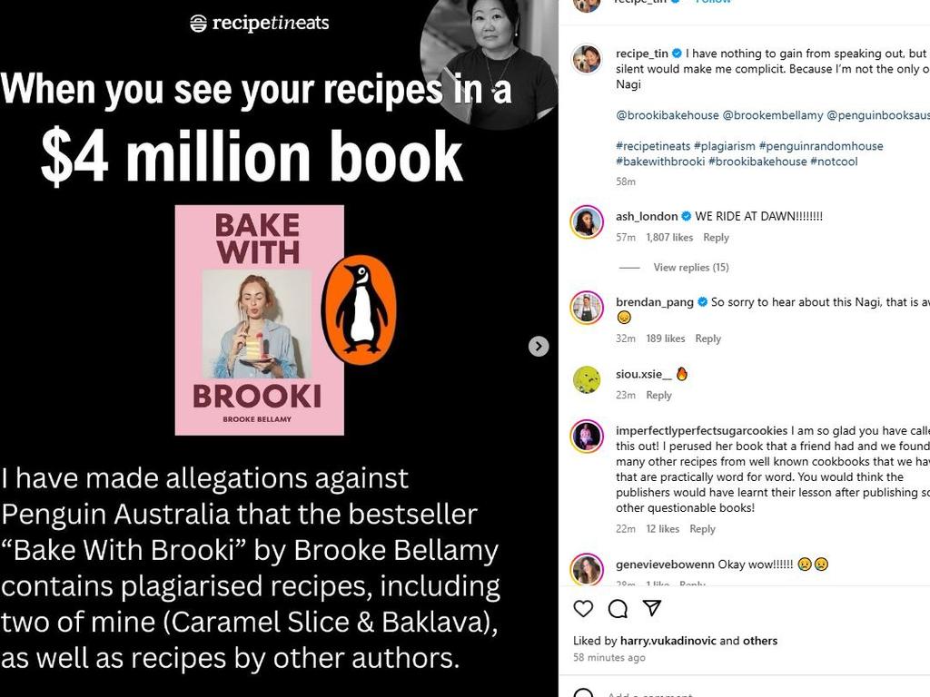 Maehashi’s Instagram post calls out publisher Penguin. Picture: Instagram