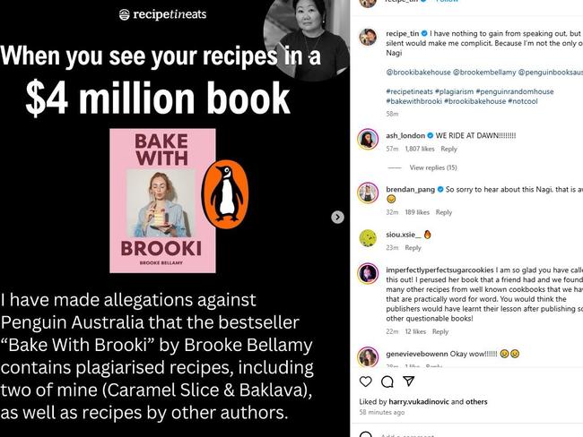 Maehashi’s Instagram post calls out publisher Penguin. Picture: Instagram