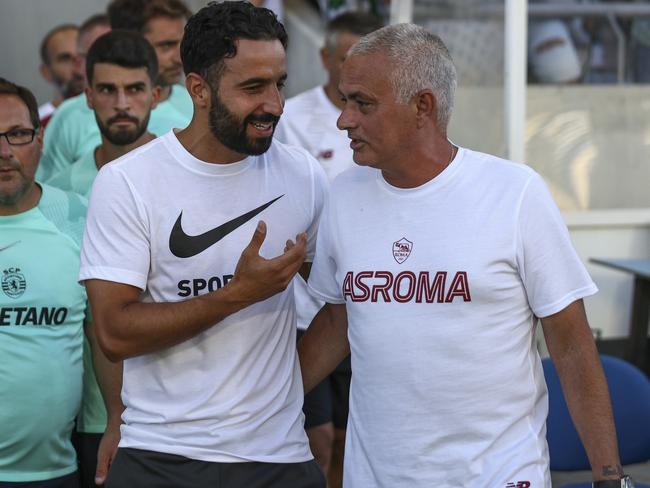 Ruben Amorim with Jose Mourinho as opposing coaches in the Italian Serie A, July 2022. Picture: Carlos Rodrigues/Getty Images