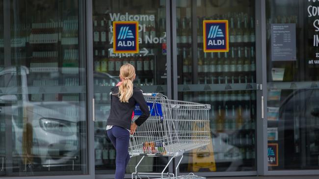 Previously only coin-operated trolleys were available at Aldi. Picture: Paul Jeffers/NCA NewsWire