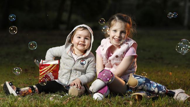 Carrie Giles, 2, and Mia Wilkinson, 7. (Image/Josh Woning)