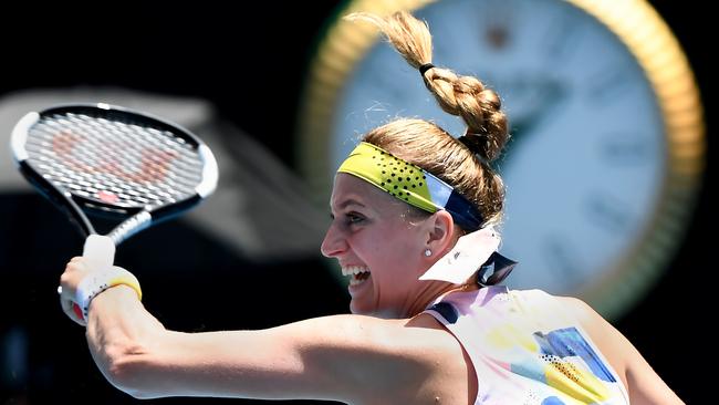 Czech Republic’s Petra Kvitova was overwhelmed by Ash Barty