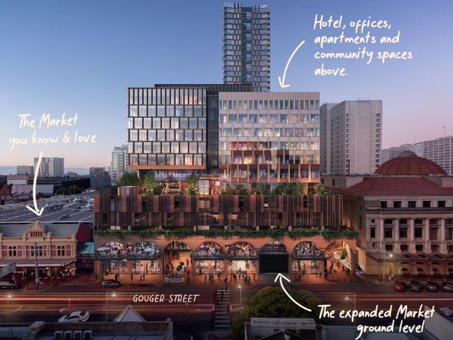 An artist impression of the Adelaide Central Market development.