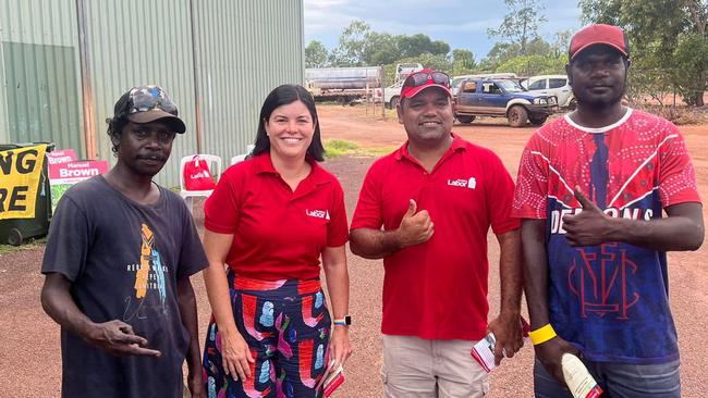 Territory Labor's candidate for Arafura Manuel Brown was in Wurrimiyanga for polling on Tuesday with Chief Minister Natasha Fyles. Picture: Supplied / Facebook